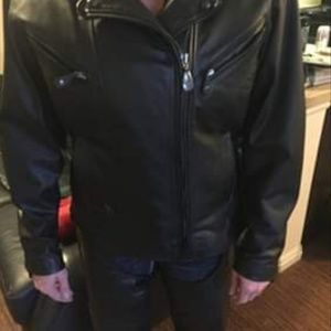 Leather Harley Davidson jacket and chaps